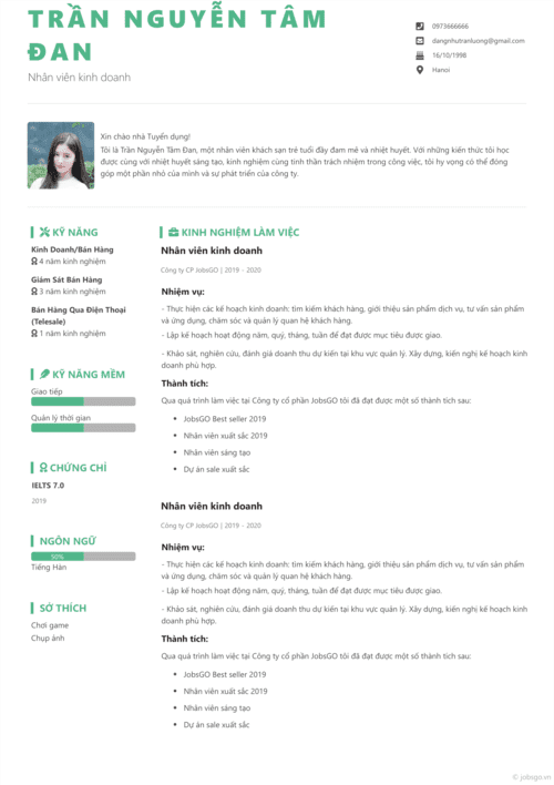 JobsGO CV